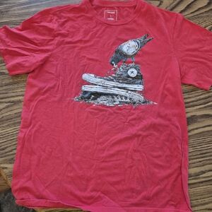 Converse Red Tee with Bird and Shoe Graphic